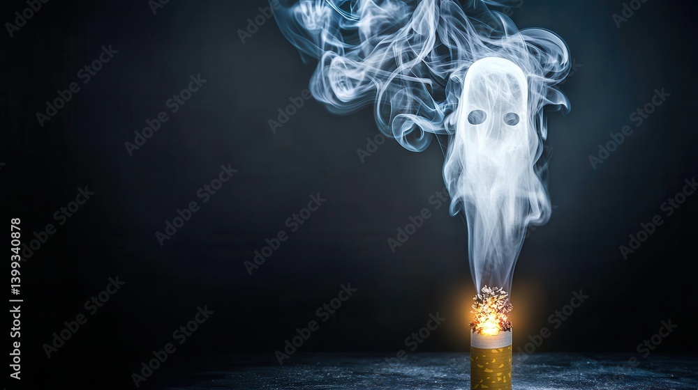 Aufkleber a ghostly figure formed from swirling smoke rises from a glowing container, creating an ethereal and