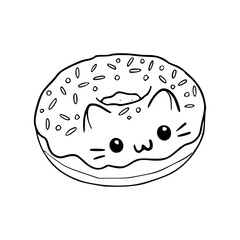 sweet kitty doughnut cartoon vector
