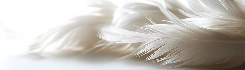 Obraz premium Gentle closeup of feathers on a white surface for use as abstract or backdrop
