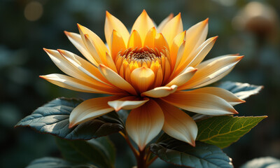 Golden Dahlia Flower Bloom Macro Shot - Macro photography