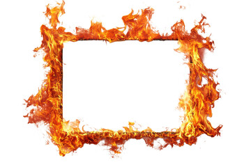 Burning Fire Frame Isolated on White – Flaming Border Template