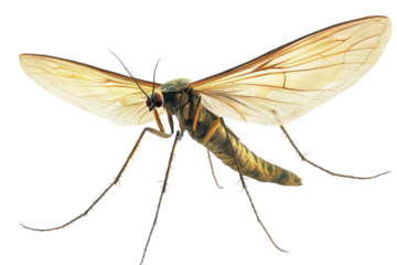 Flying mosquito isolated on white background