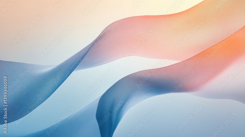 Poster a soft, flowing design featuring translucent ribbons in pastel colors, creating a serene and calming