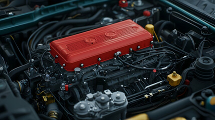 Closeup View Of Automotive Engine Components