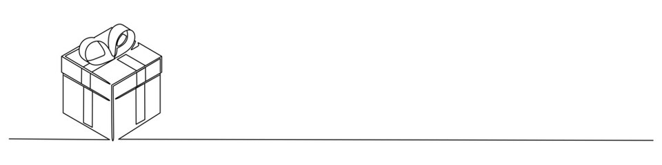 Editable continuous line art of giftbox vector. Minimal and simple design for greeting cards, packaging, celebration, and decoration. Perfect for modern creative projects.