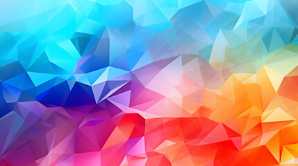 Vibrant hues dance in a mesmerizing abstract artwork, a symphony of blues, pinks, and oranges blending seamlessly in a low-poly style.