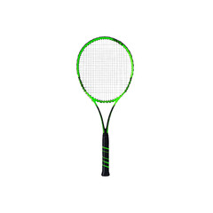 Green and Black Tennis Racquet Isolated on Transparent Background