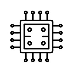 CPU Chip with Pin Connectors Icon Design