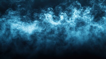 Fototapeta premium A mesmerizing abstract image showcasing swirling, ethereal blue smoke against a dark background, creating a sense of mystery and depth.