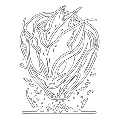 Fiery Creature Silhouette Art Ready to Color