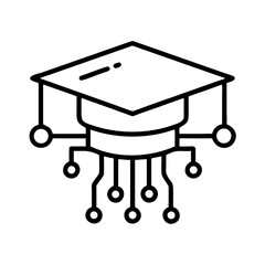 Graduation Cap with AI Circuits Icon Design