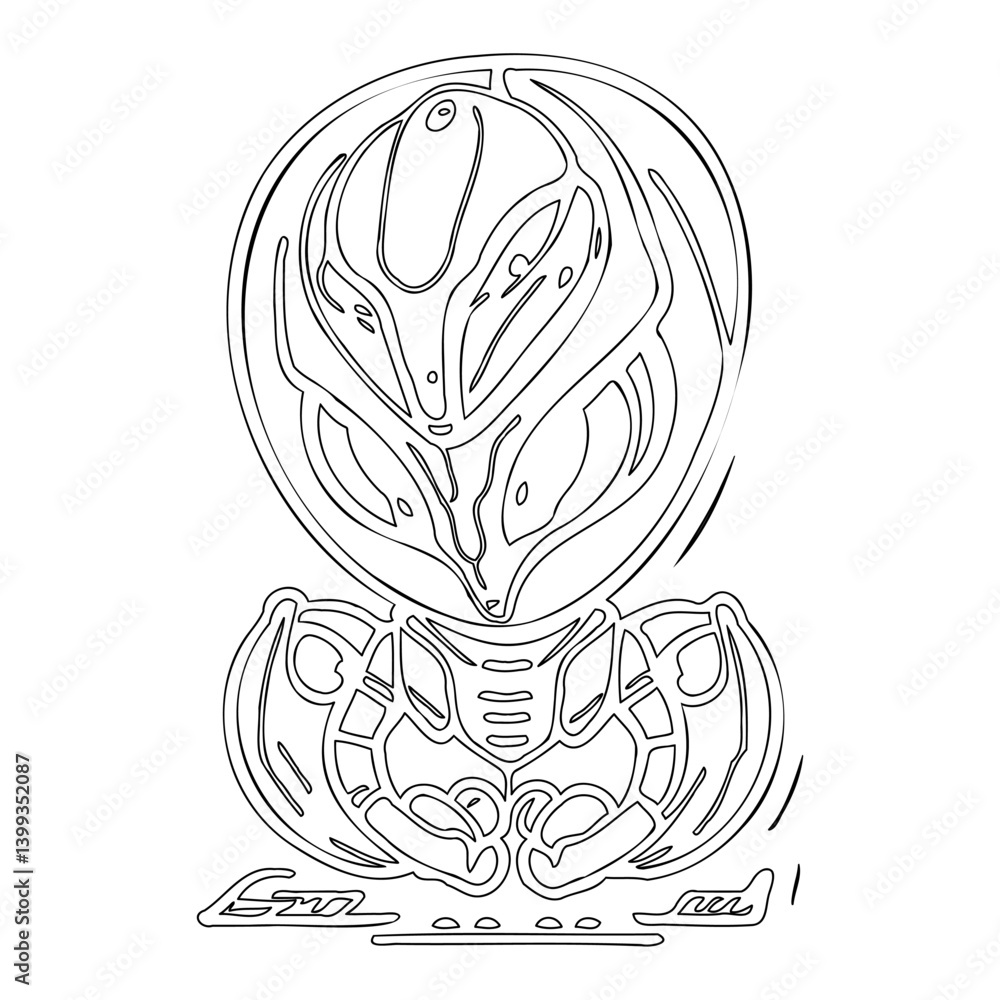 Poster abstract alien-like design with intricate details
