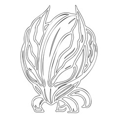 Stylized Ornamental Plant Line Art Illustration