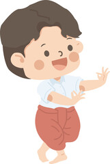Kid boy student Thai Dance flat
