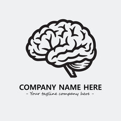 Brain illustration black and white for logo company vector image
