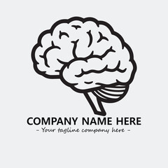 Brain illustration black and white for logo company vector image
