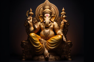 Fototapeta premium Lord Ganesha the Hindu God of Wisdom and Good Luck in a Sitting Pose