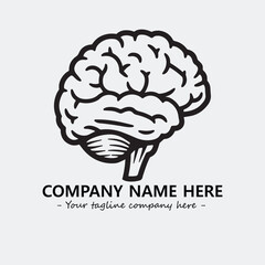 Brain illustration black and white for logo company vector image
