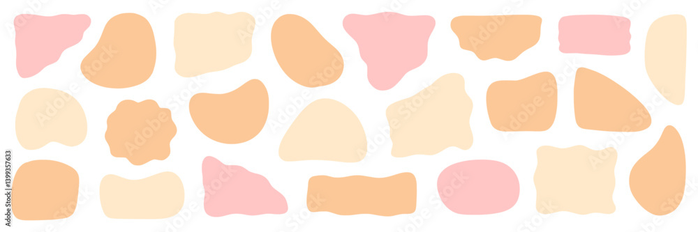 Poster Abstract organic shape round form set. Liquid organic blob curve shape figure. Abstract liquid bubble, wavy different form. Soft round oval pattern background. Vector illustration