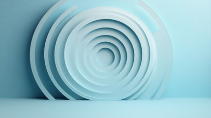 Fototapeta premium A minimalist design featuring layered, circular shapes in varying sizes and shades of blue against a textured background.