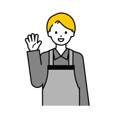 上半身のポーズ_シンプルな飲食店の店員の男性02