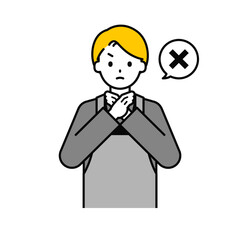 上半身のポーズ_シンプルな飲食店の店員の男性14