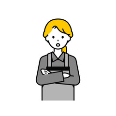 上半身のポーズ_シンプルな飲食店の店員の女性11