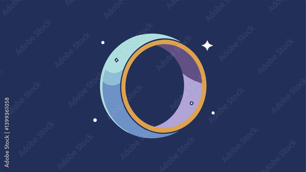 Poster sleep pattern ring a modern ring featuring a crescent moon and stars engraved on its surface with su