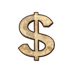 Obraz premium Rustic Wooden Dollar Sign Symbol - Finance, Money, and Currency Concept