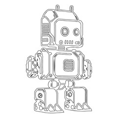 Obraz premium Retro Robotic Friend Line Drawing Illustration