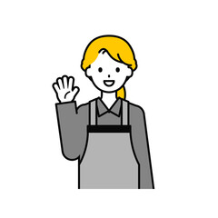 上半身のポーズ_シンプルな飲食店の店員の女性02