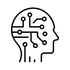 Human Face with Circuit Overlay Icon Design