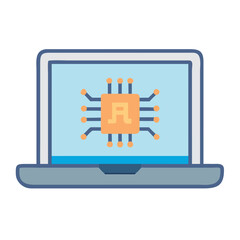 Laptop Screen with AI Chip Icon Design