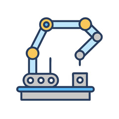 Robot Arm Operating Conveyor Belt Icon Design