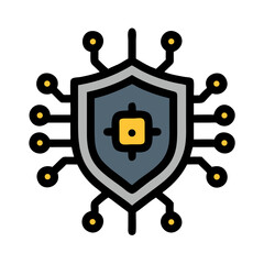 Shield with Circuitry Inside Icon Design