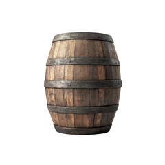 Fototapeta premium Aged Wooden Barrel Isolated on Transparent Background