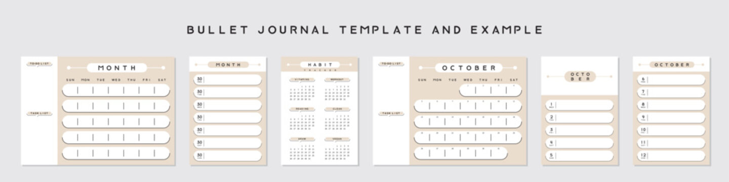 Bullet journal template. Vector illustration.