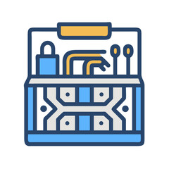 Toolbox Containing Circuit Components Icon Design