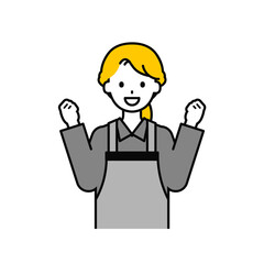 上半身のポーズ_シンプルな飲食店の店員の女性06