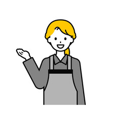 上半身のポーズ_シンプルな飲食店の店員の女性17