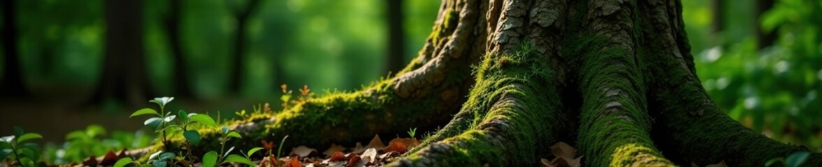 Ancient tree with moss and lichen growing on its trunk, moss, nature, natural growth