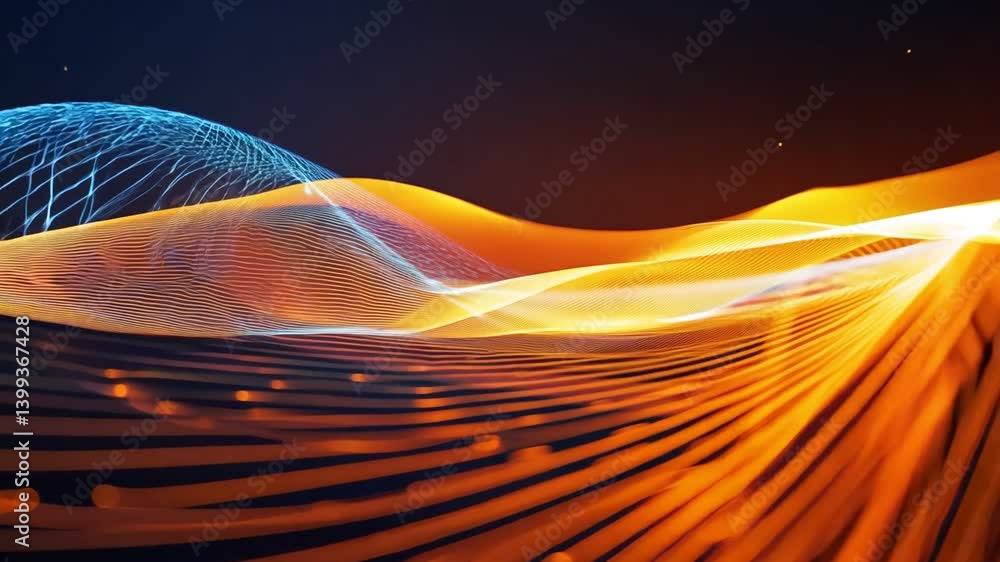 Aufkleber digital flow landscape: an abstract and dynamic digital landscape of flowing lines and vibrant color