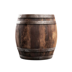 Obraz premium Rustic Wooden Barrel with Metal Bands - Isolated on Black