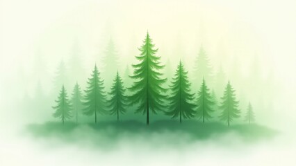Misty Evergreen Forest - Illustration