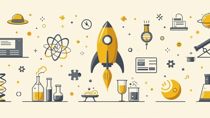 Scientific Symbols In A Flat Design