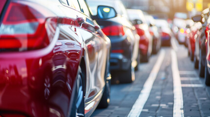 Cars in a row. Used car sales