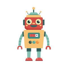 retro vintage funny robot icon, retro vintage funny robot vector illustration-simple illustration of retro vintage funny robot, perfect for retro vintage funny robot logos and icons