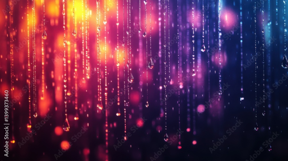 Aufkleber a vibrant display of colorful raindrops against a blurred background, creating a mesmerizing blend o