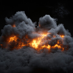 Dramatic thick smoke cloud with glowing edges