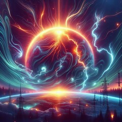 A surge in charged particles from the sun causing radio blackout